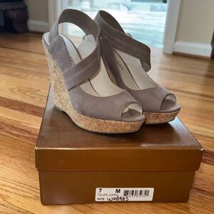 Audrey Brooke Taupe Wedge Sandals